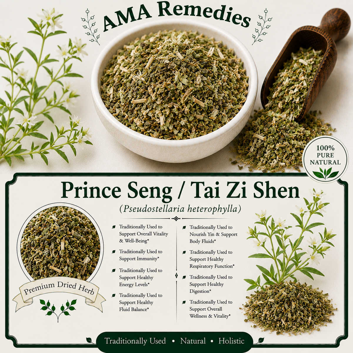 Prince Seng / Tai Zi Shen (Pseudostellaria heterophylla) — Dried Root