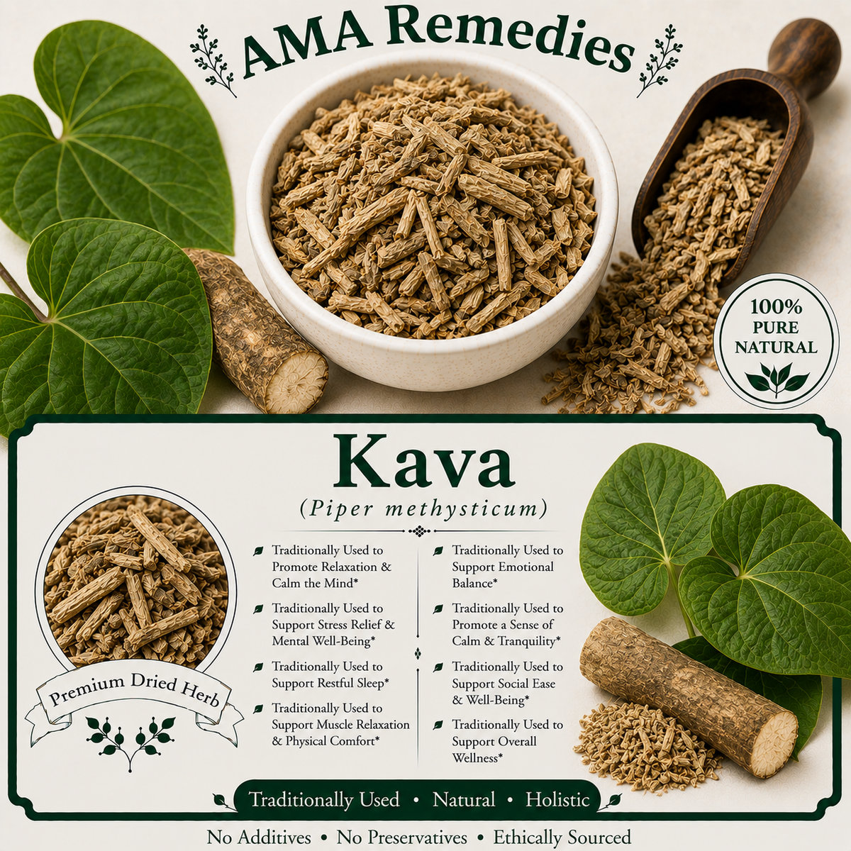 Kava (Piper methysticum) — Dried Root