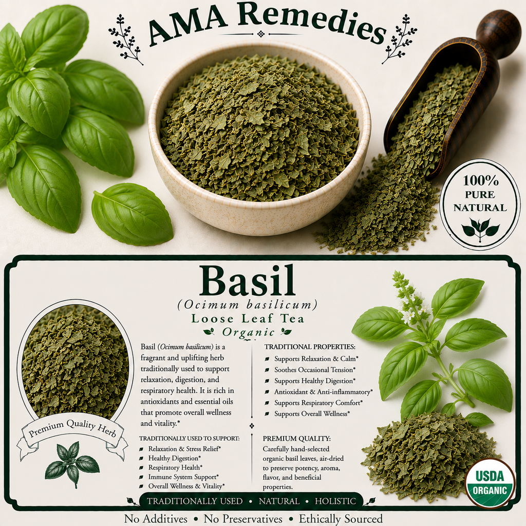 Basil (Ocimum basilicum) Loose Leaf Tea (Organic)