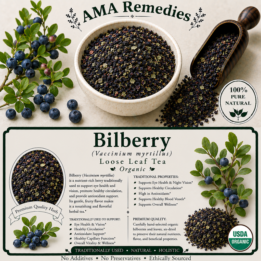 Bilberry (Vaccinium myrtillus) Loose Leaf Tea (Organic)