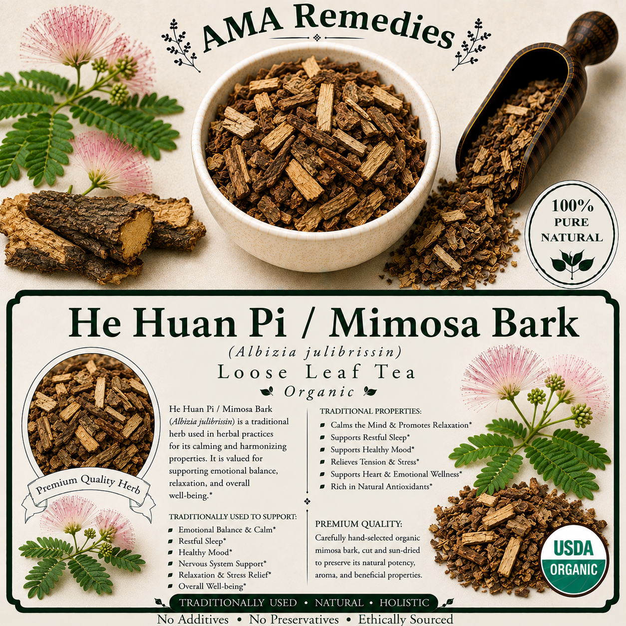 He Huan Pi / Mimosa Bark (Albizia julibrissin)