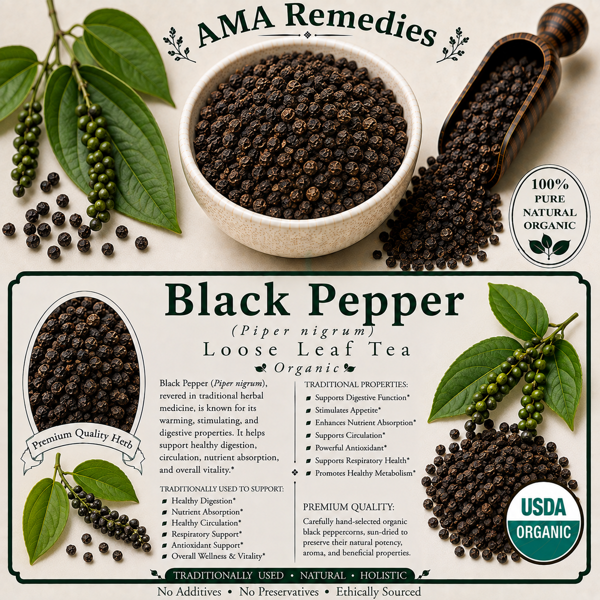Black Pepper (Piper nigrum) — Dried Fruit