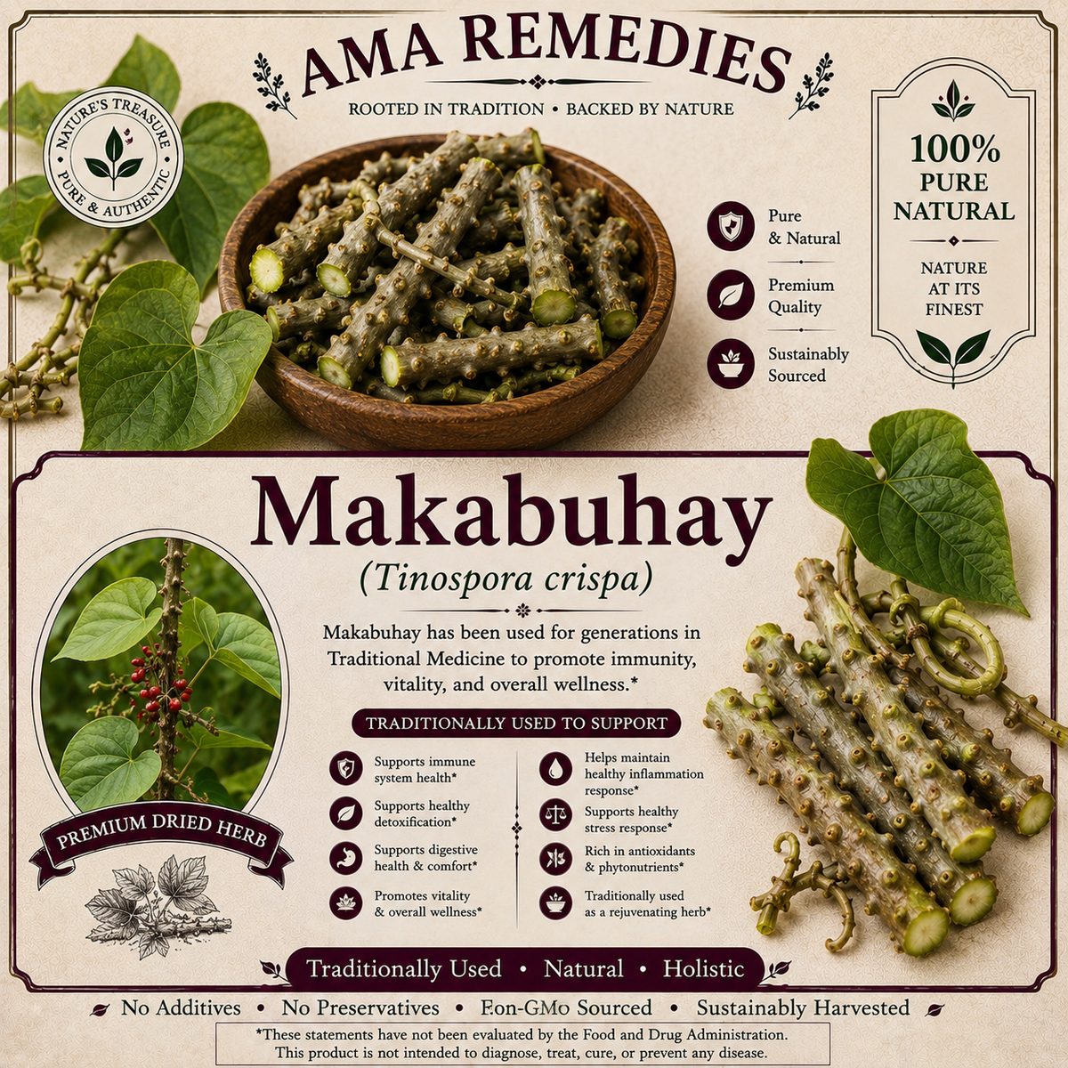 Makabuhay (Tinospora crispa) — Dried Stem