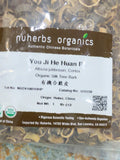 Nuherbs Organics supplier package labeled He Huan Pi, Albizia julibrissin cortex, Organic Silk Tree Bark